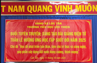 TRƯỜNG TIỂU HỌC LỘC THIỆN  TỔ CHỨC HỘI NGHỊ TUYÊN TRUYỀN HƯỞNG ỨNG TUẦN LỄ HỌC TẬP SUỐT ĐỜI NĂM 2025 Chủ đề: “Học để phát triển bản thân, làm chủ tri thức và công nghệ, góp phần xây dựng đất nước hùng cường, thịnh vượng”